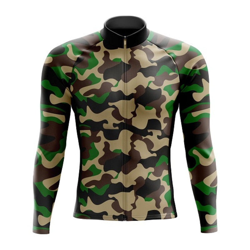 Army Camouflage Long Sleeve Cycling Jersey S Regular