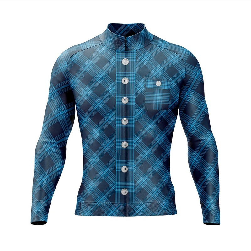 Black & Blue Lumberjack Long Sleeve Cycling Jersey S Regular
