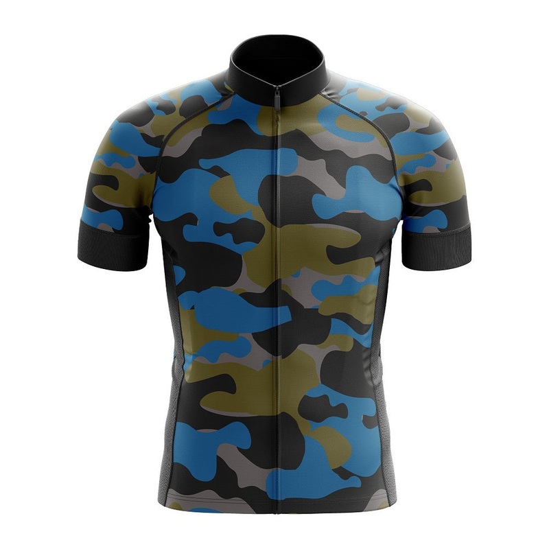 Blue Camouflage Cycling Jersey S