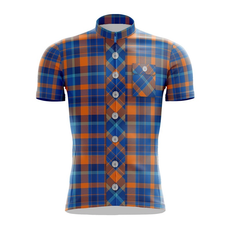 Orange & Blue Lumberjack Cycling Jersey S