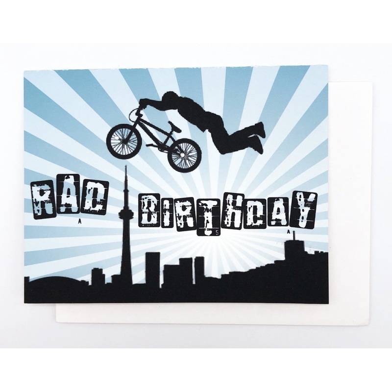 Happy Birthday BMX Toronto Skyline – GREETING CARD Blue