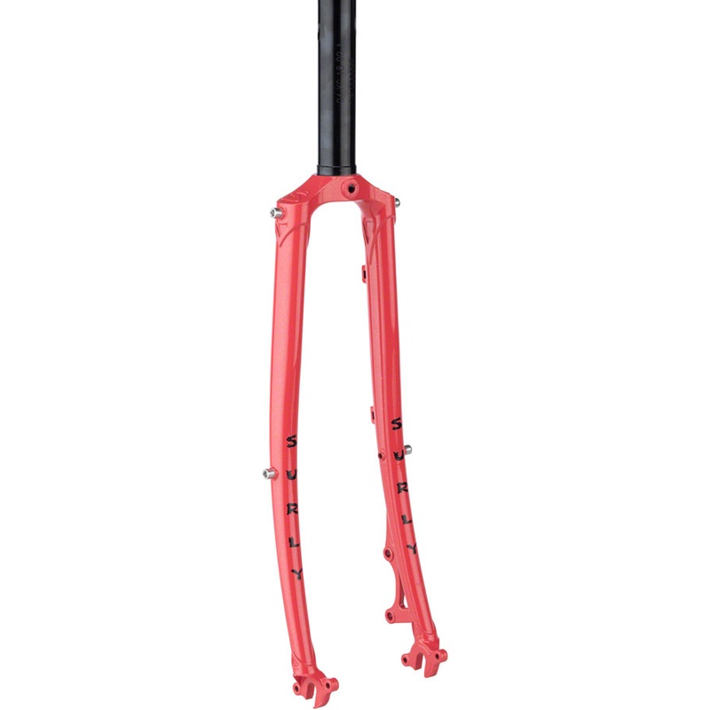 NEW Surly Straggler Cyclocross/Hybrid Fork Surly Straggler Disc Fork 650b Salmon Candy Red, 1-1/8″ Straight Steerer