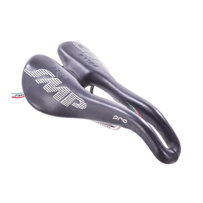 USED Selle SMP Pro Leather Saddle Black Road w/ Cutout Steel Rails (#2 of 3)