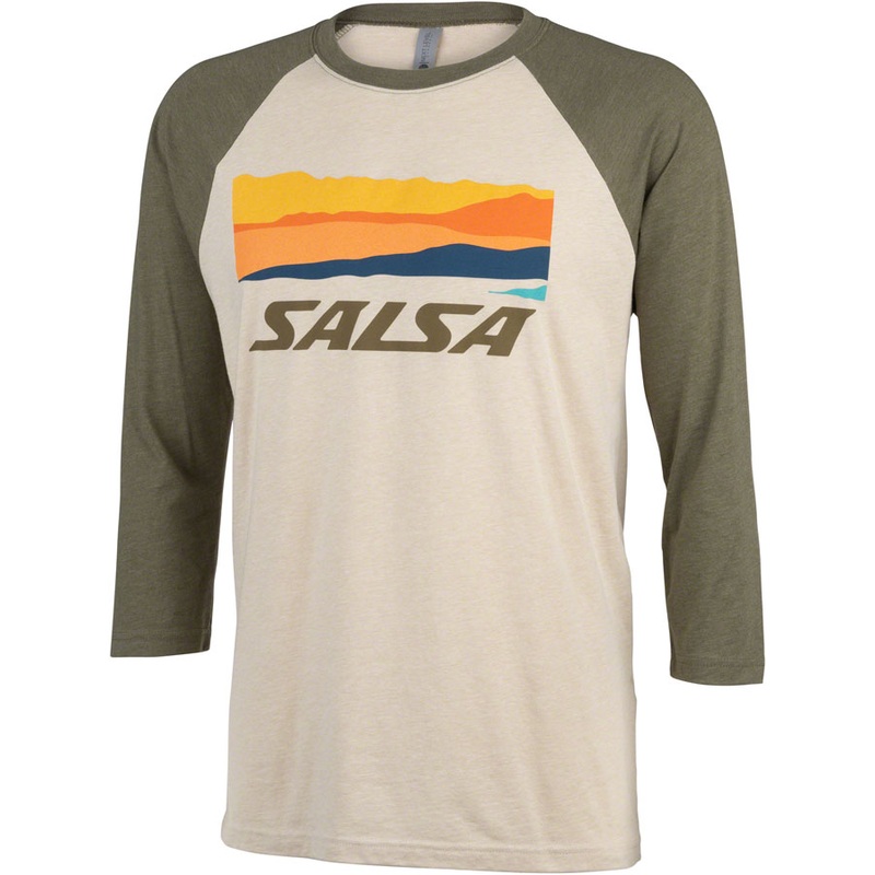 NEW Salsa Outback Unisex 3/4 Tee – Cream, Military Green, Small