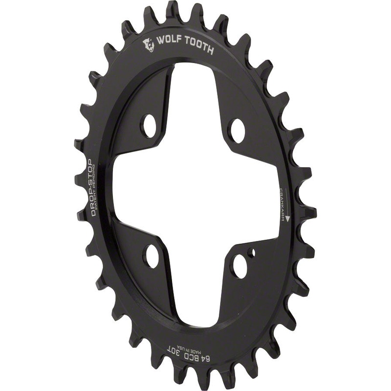 NEW Wolf Tooth Elliptical 64 BCD Chainring – 30t, 64 BCD, 4-Bolt, Drop-Stop, Black