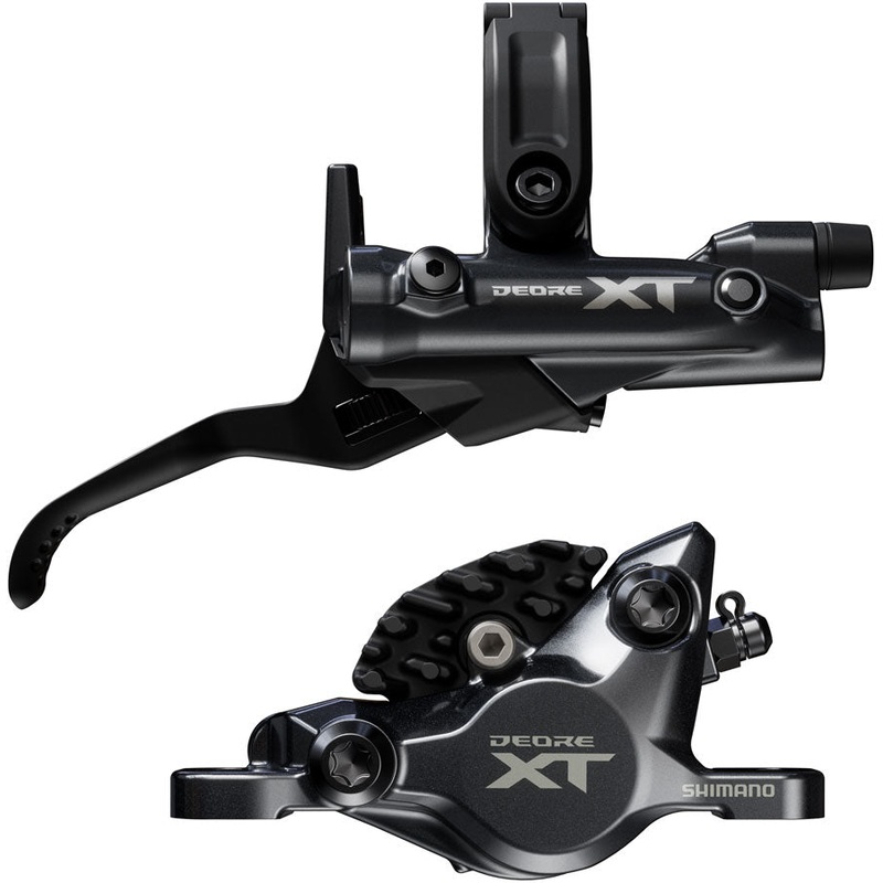 NEW Shimano Deore XT M8200 Disc Brake and Lever – Right/Rear, Post Mount, 2-Piston Caliper, SM-BH90-SBM Hose, Fin Metal Pads, Black