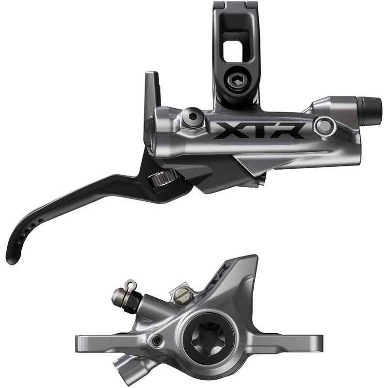 NEW Shimano XTR BR-M9200 Disc Brake and BL-M9220 Lever – Right/Rear, Post Mount, 2-Piston Caliper, SM-BH90-SS Hose, Metal Pads, Gray