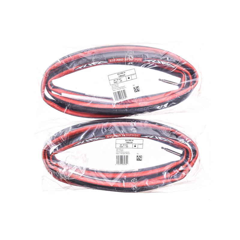 NEW Tufo S33 Pro 24 700Cx24mm Tubular Tire Pair Black/Red