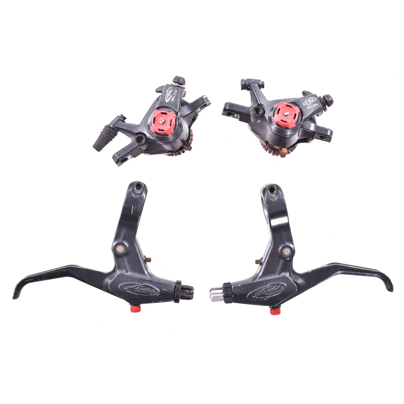 USED Avid BB7 MTN Post Mount Mechanical Brakes w/ Speed Dial Flat Bar Levers Mountain Cable Pull Black