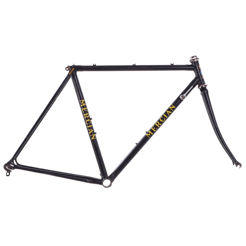 USED Vintage Mercian 53cm Road Bike Lugged Steel Frameset Black/Yellow 100mm/120mm Spacing