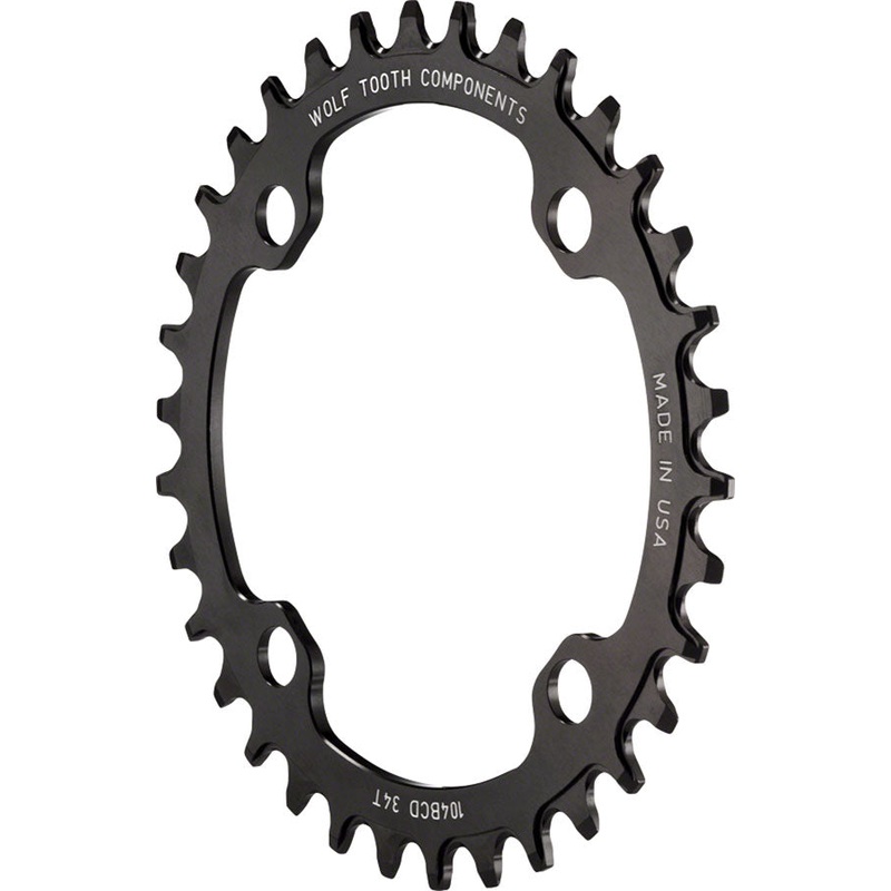 NEW Wolf Tooth 104 BCD Chainring – 34t, 104 BCD, 4-Bolt, Drop-Stop, Black