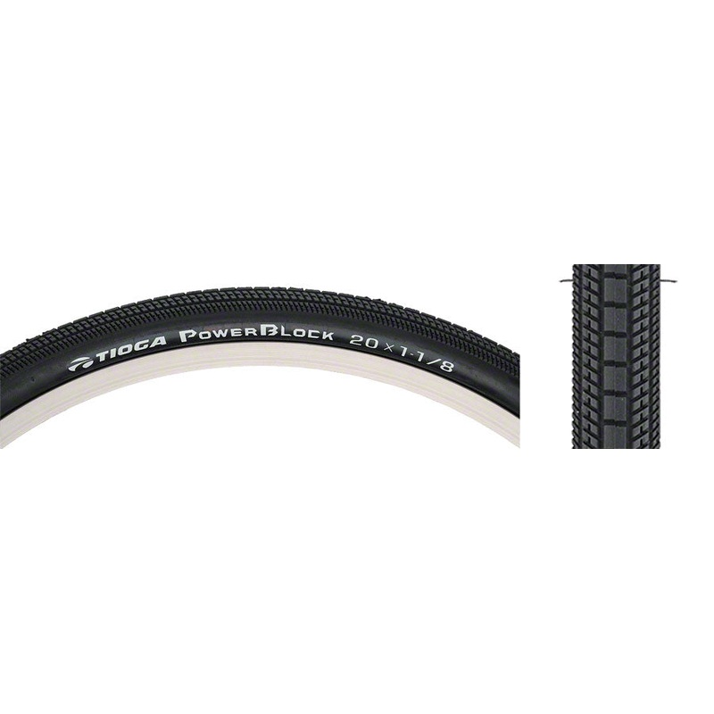 NEW Tioga PowerBlock Tire – 20 x 1-1/8, Clincher, Wire, Black, 60tpi