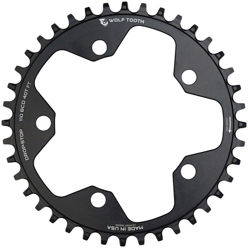 NEW Wolf Tooth 110 BCD Cyclocross and Road Chainring – 34t, 110 BCD, 5-Bolt, Drop-Stop, 10/11/12-Speed Eagle and Flattop Compatible, Black