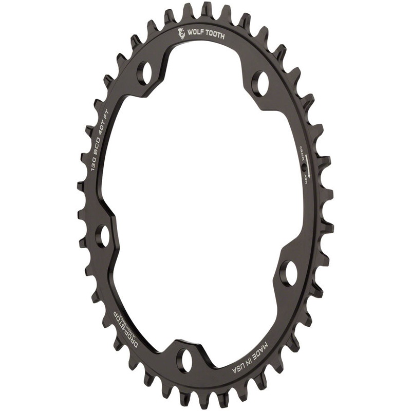 NEW Wolf Tooth 130 BCD Road and Cyclocross Chainring – 38t, 130 BCD, 5-Bolt, Drop-Stop, 10/11/12-Speed Eagle and Flattop Compatible, Black