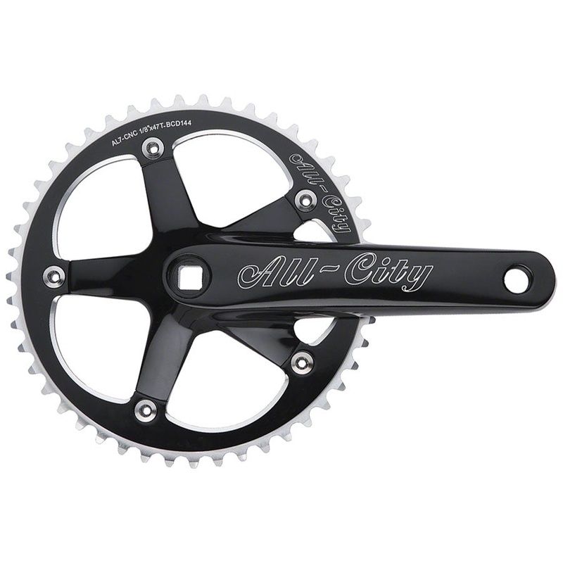 NEW All-City 612 Crankset All-City 612 Track Crankset – 170mm, Single Speed, 46t, 144 BCD, Square Taper JIS Spindle Interface, Black