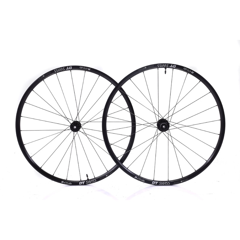 USED DT Swiss R470 db 700C Alloy Tubeless Thru Axle wheelset Shimano HG 11 speed Cenerlock Disc Brake