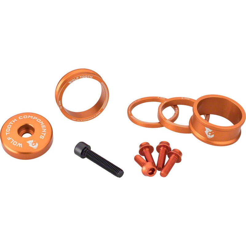 NEW Wolf Tooth BlingKit: Headset Spacer Kit 3 510 15mm Orange