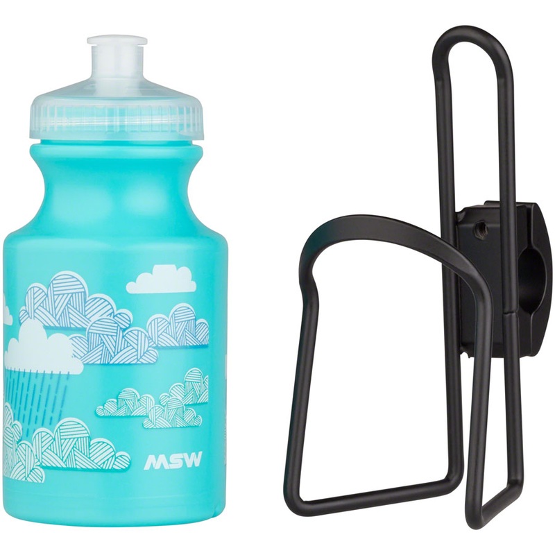 NEW MSW Kids Water Bottle and Cage Kit – Clouds w/ Black Cage