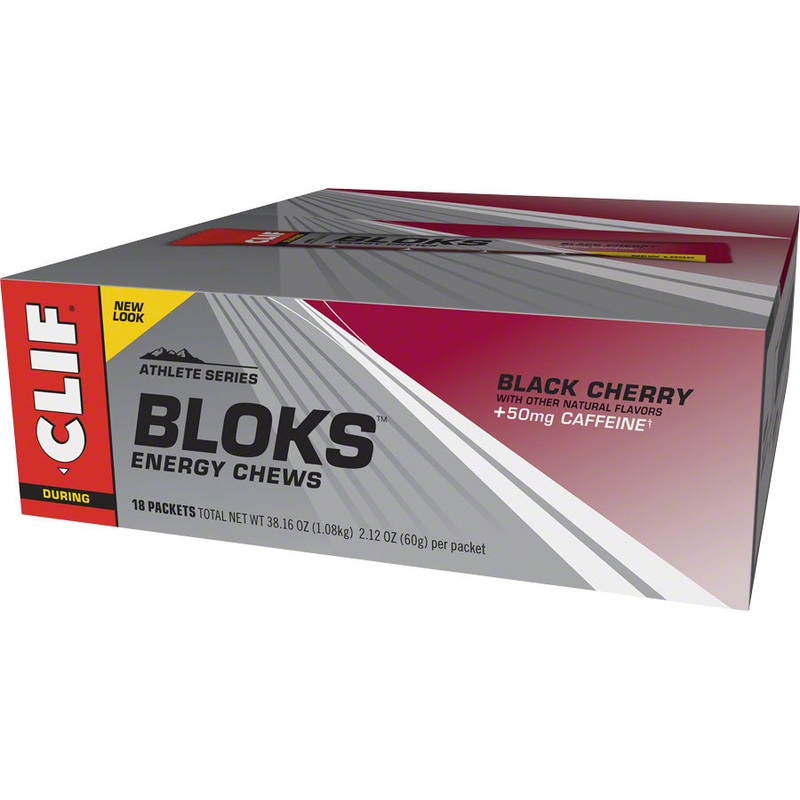 BOX OF 18 – Clif Shot Bloks: Black Cherry with 50mg Caffeine