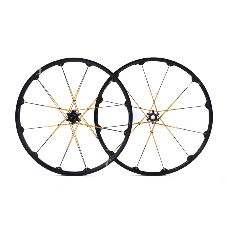 USED Crank Brothers Cobalt 2 / Iodine 3 26″ Disc Tubeless Wheelset Black Gold Twin Pair