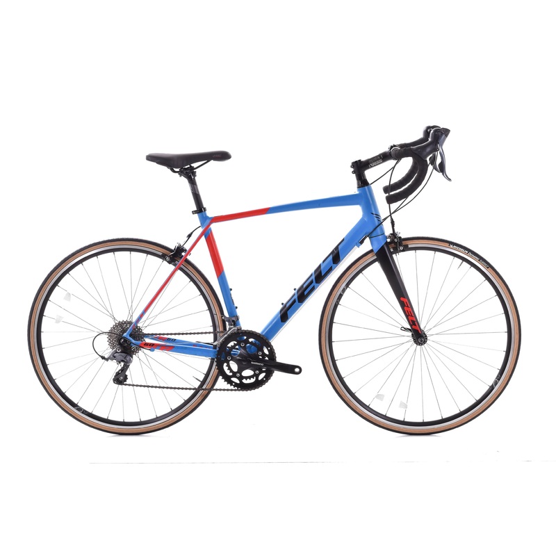 USED 2017 Felt FR60 Road Bike 56cm Shimano Claris 2×8 speed Aluminum Frame Carbon Fork Blue/Red
