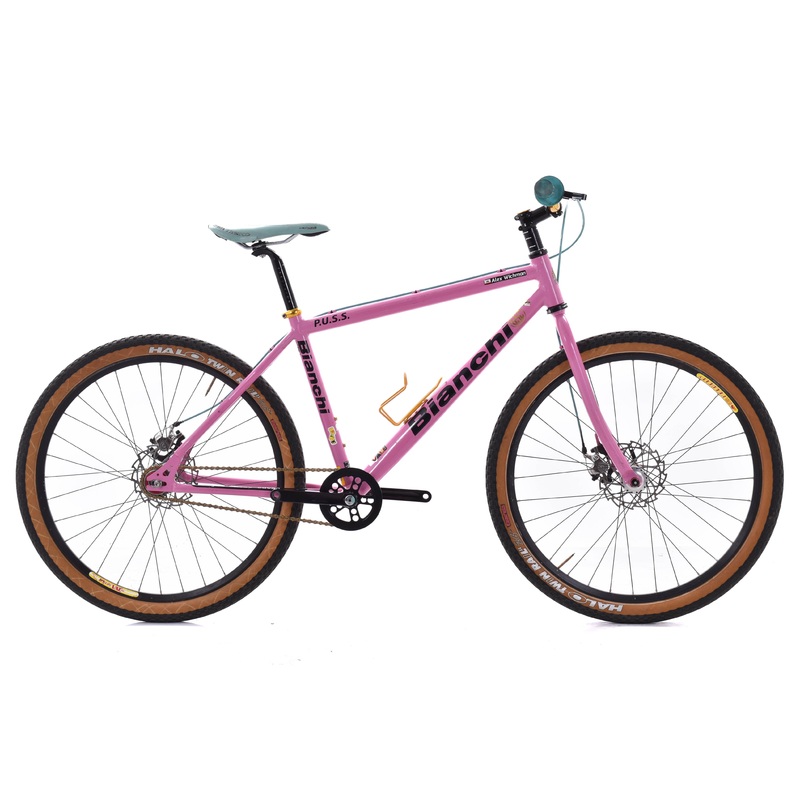 USED 2006 Bianchi P.U.S.S. Single Speed 26 Mountain Bike 17.5″ Pink Aluminum Disc Brake White Industries