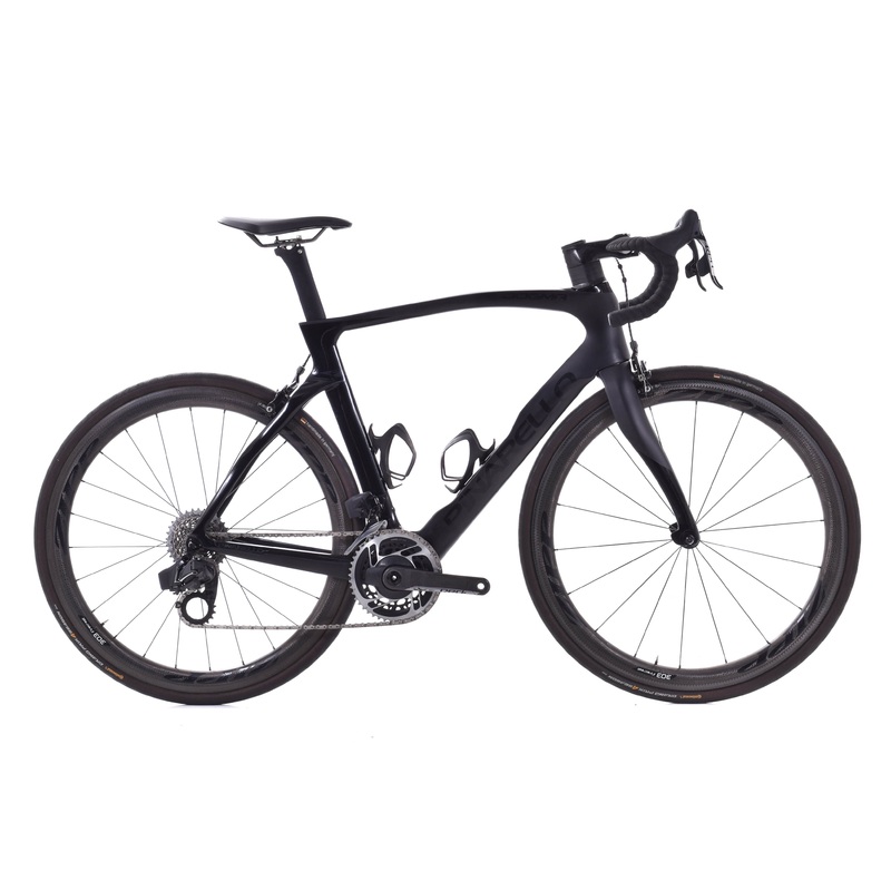 USED Pinarello Dogma F Rim 57.5cm Carbon Road Bike SRAM Red AXS 2×12 speed Zipp 303 Onyx Wheels Black