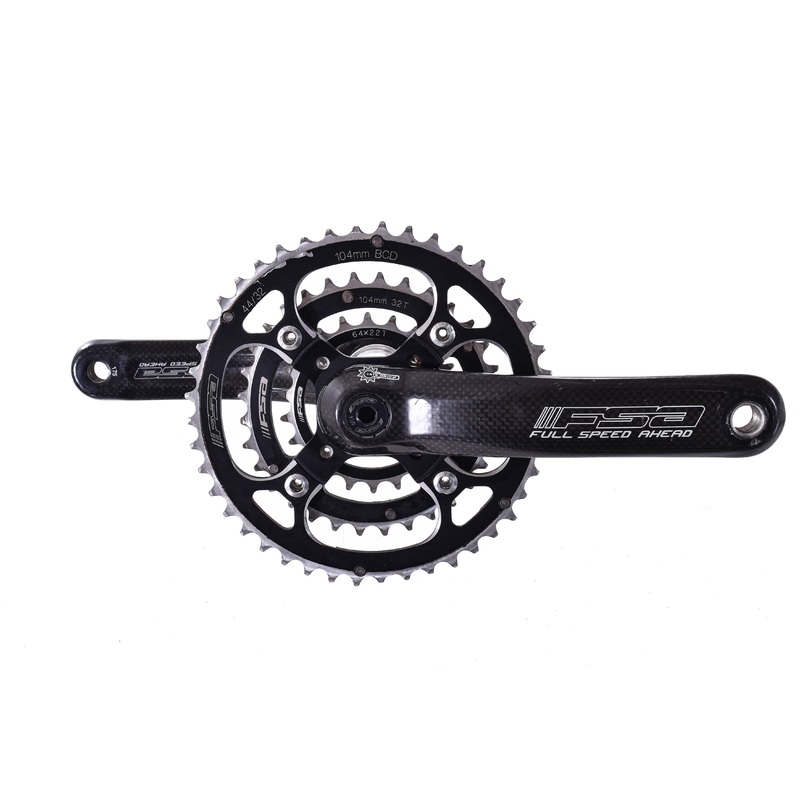 USED FSA Carbon Triple Mountain Bike Crankset 44/32/22t 175mm w/ ISIS Drive Bottom Bracket