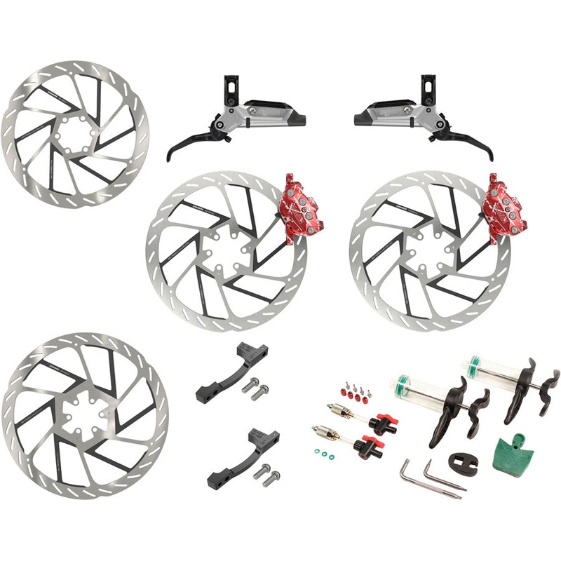NEW SRAM Maven Ultimate Stealth Expert Disc Brake Kit – Front/Rear Levers, Front/Rear Red Splash Calipers, Adapters, 4 Rotors, Bleed Kit