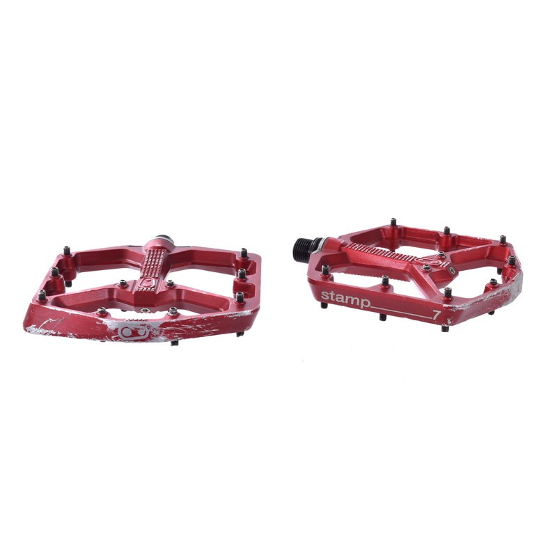 USED Crank Brothers Stamp 7 Mountain Bike Pedals Large Red