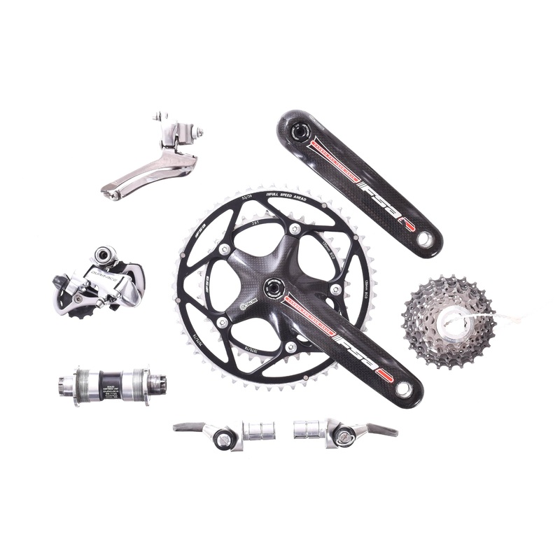 USED Shimano Dura-Ace 7700 2×9 speed Time Trial Groupset w/ FSA Carbon Crank 170mm 53/39T