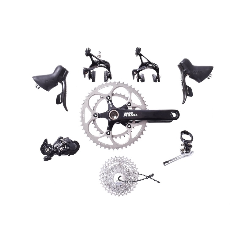 USED SRAM Rival 2×10 speed Endurance Road Groupset 172.5mm 50/34T Compact Crank 11-32T Cassette