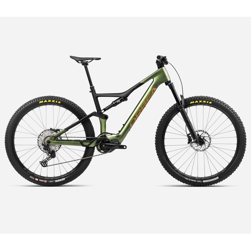 NEW 2024 Orbea Rise M20 Carbon E-Mountain Bike – 360Whr, Shimano EP801-RS Chameleon Goblin Green (Gloss)-Black (Matt) S
