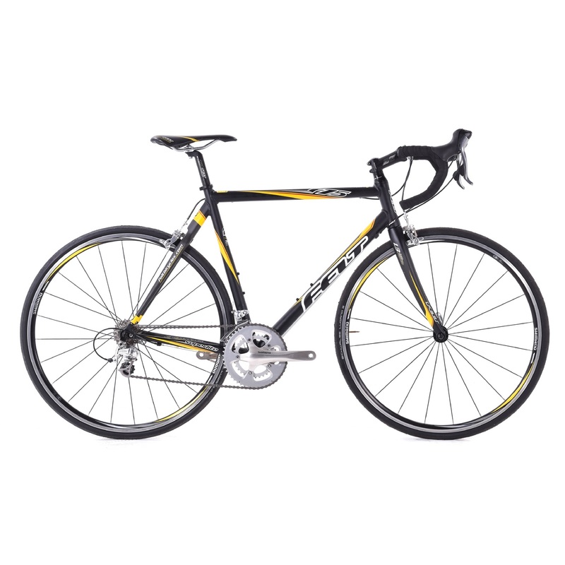 USED 2007 Felt F75 Aluminum/Carbon 56cm Road Bike Shimano 105/Ultegra 2×10 speed Black/Yellow