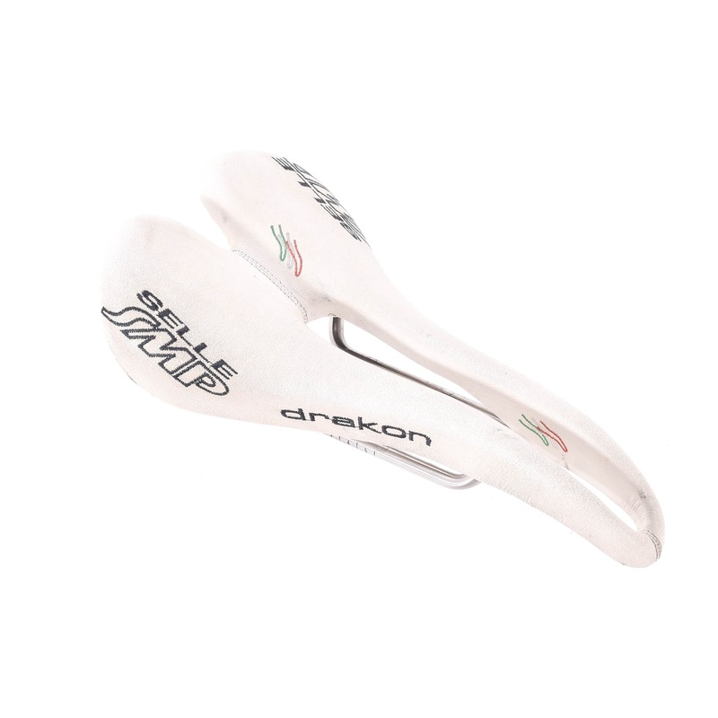 USED Selle SMP Drakon White Leather Cutout Saddle 135mm Width