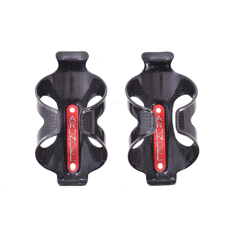 USED Arundel Dave-O Carbon Water Bottle Cage Set (2) Red Decal
