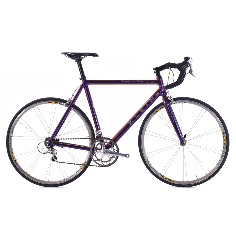 USED Klein Quantum Pro 57cm Aluminum Road Bike Shimano Dura-Ace 7700 2×9 speed Rolf Wheels Made in USA multi-color