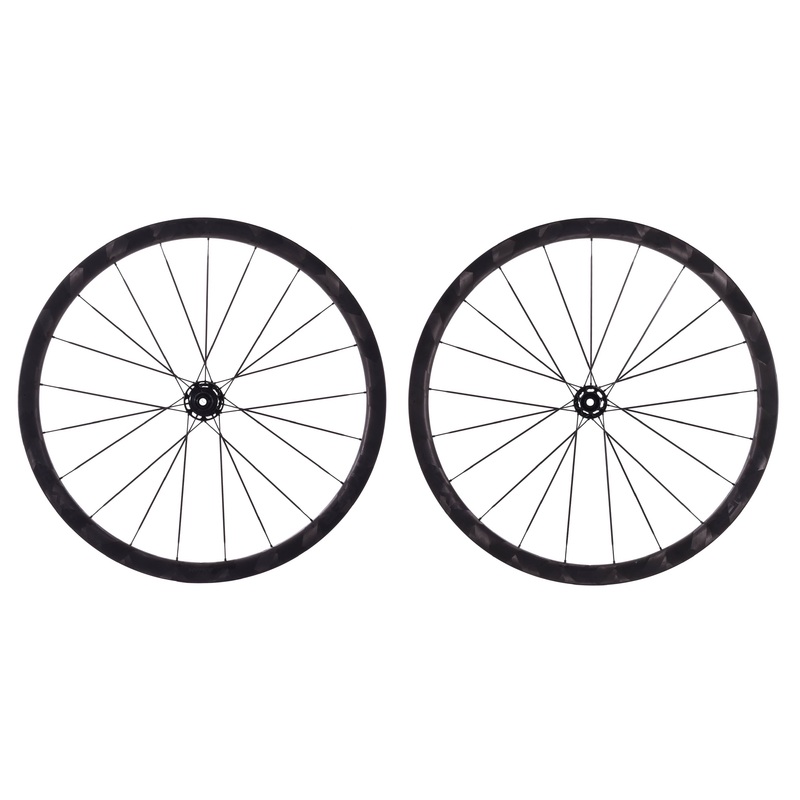 USED Lun Hyper D33 700C Carbon Road Wheelset CL Disc Thru Axle Carbon Spokes