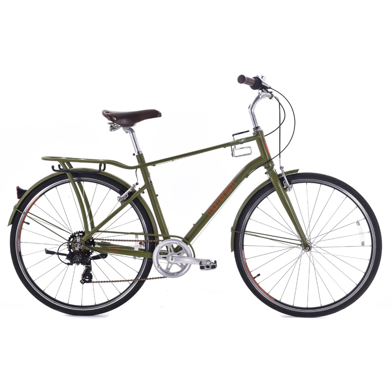 USED Momentum Street Urban Commuter Bike Large 7 speed Integrated Rack Aluminum Green