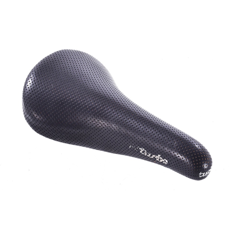 USED Selle Italia Turbo Saddle Black Leather 142mm Width Steel Rail