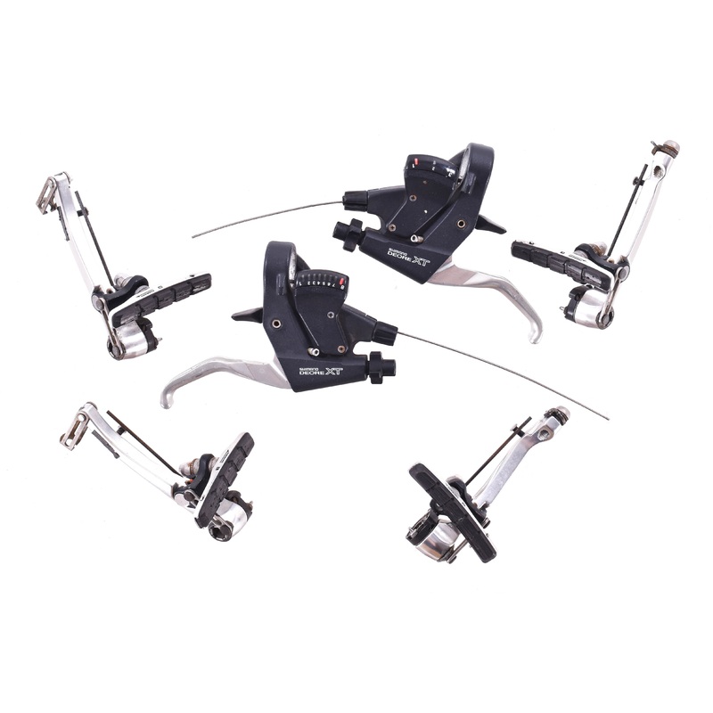 USED Shimano Deore XT ST-M739 Integrated Brake/Shift Lever w/ BR-M739 V-Brake Calipers