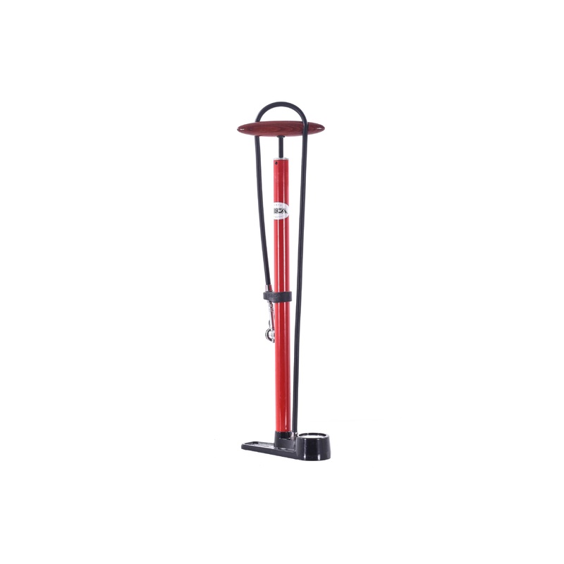 USED Silca Pista Floor Pump Red Wooden Handle w/ Pressure Gauge