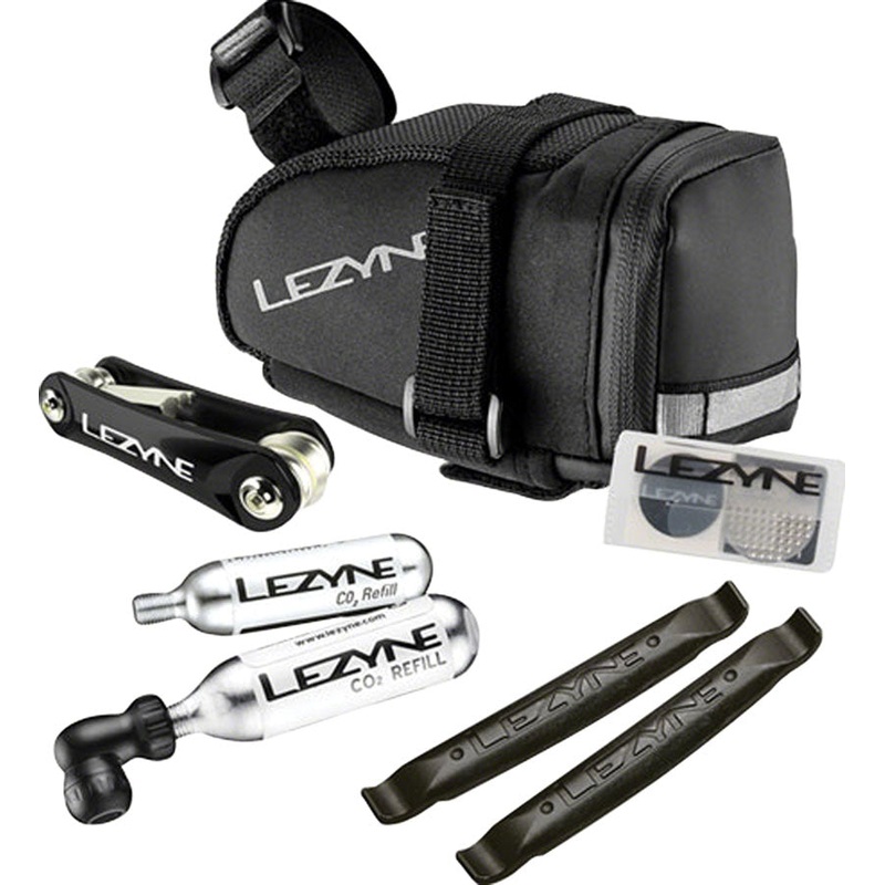 NEW Lezyne M-Caddy Seat Bag with Twin Speed Drive 16g CO2, Rap6 Tool, SmartKit, and Composite Matrix Tire Levers: Black