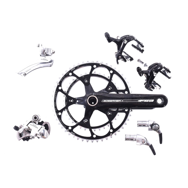 USED Shimano Ultegra 6600 2×10 speed Groupset Time Trial Triathlon TT Bar End Shifters, Derailleurs, 170mm 52/38T Crankset