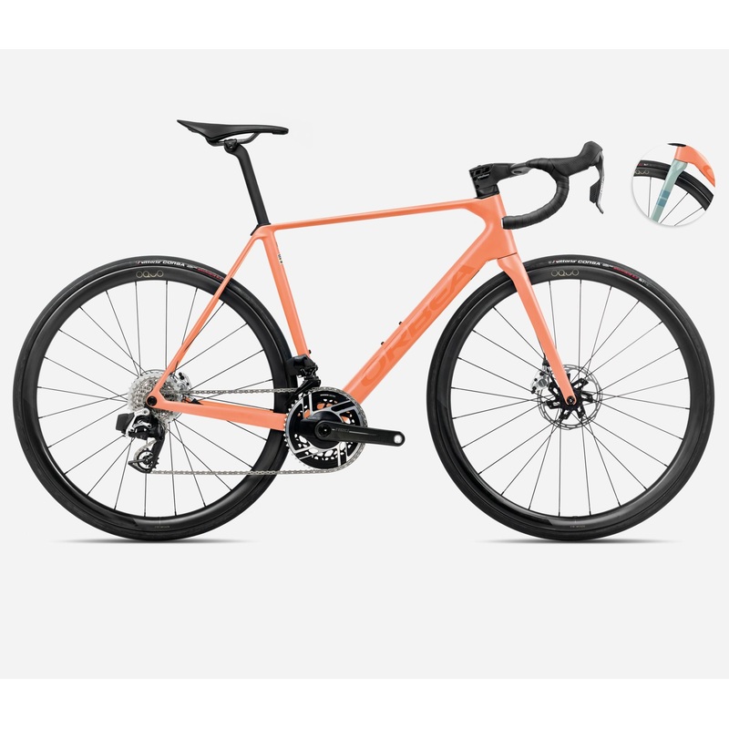 NEW 2025 Orbea Orca M11eLTD PWR Carbon Road Bike, SRAM RED AXS + Carbon Wheels Orange Cloud (Matt) – Stone Blue (Matt-Gloss) 47