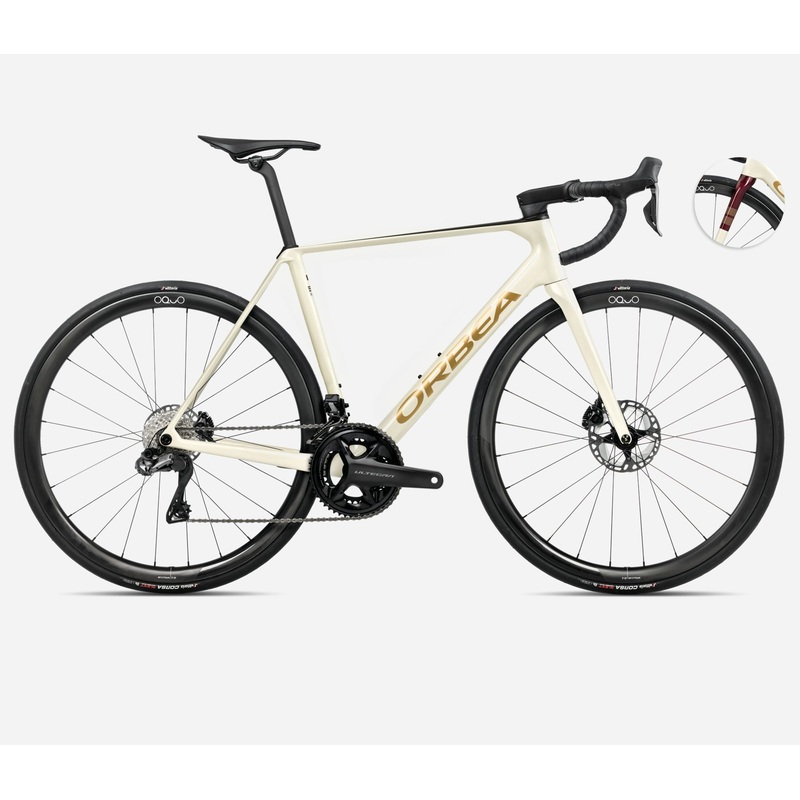 NEW 2025 Orbea Orca M20iTEAM Road Bike, Shimano Ultegra Di2 + Carbon Wheels Wine Red – Titanium (Gloss) 47