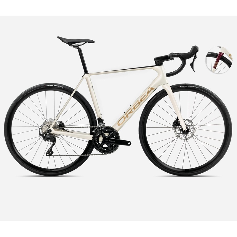 NEW 2025 Orbea Orca M30 Carbon Road Bike, Shimano 105 Ivory White-Burgundy (Gloss)-Vulcano (Matt) 47