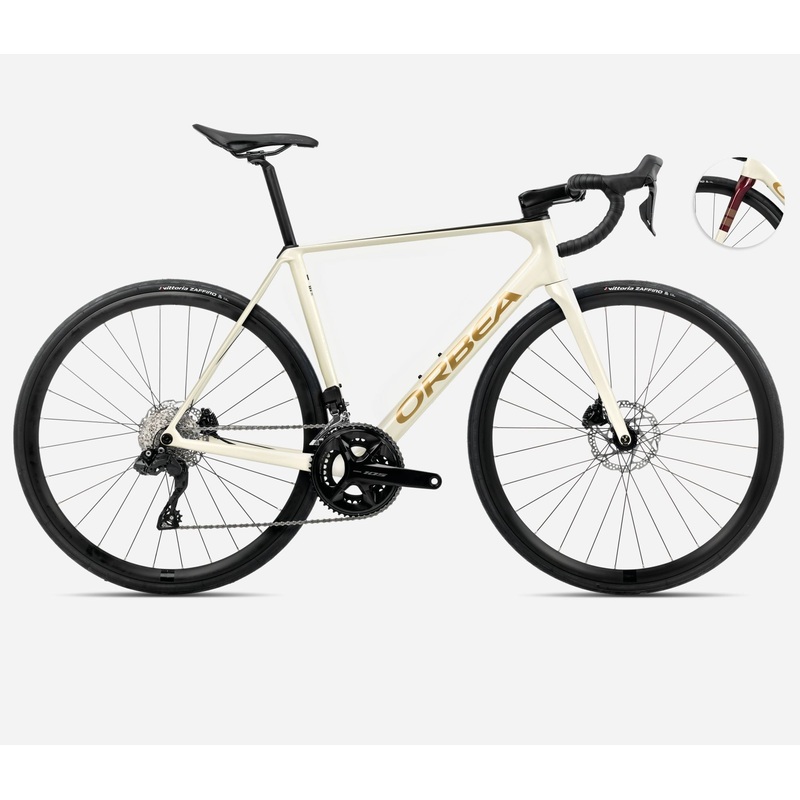 NEW 2025 Orbea Orca M30i Carbon Road Bike, Shimano 105 Di2 Ivory White-Burgundy (Gloss)-Vulcano (Matt) 47