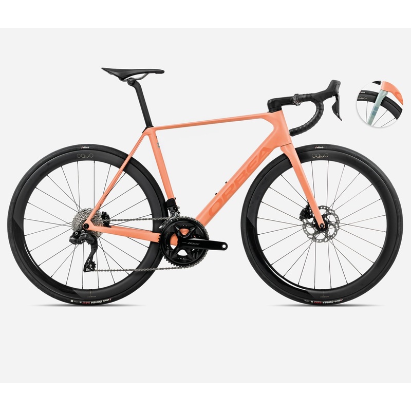 NEW 2025 Orbea Orca M30iLTD PWR Carbon Road Bike, Shimano 105 Di2 + Carbon Wheels Orange Cloud (Matt) – Stone Blue (Matt-Gloss) 47