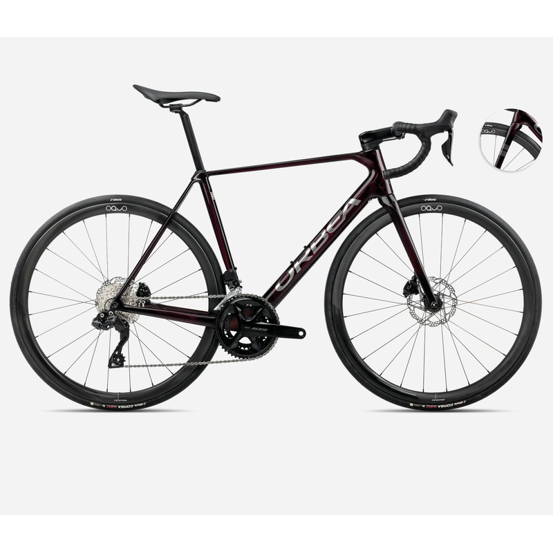 NEW 2025 Orbea Orca M35i Carbon Road Bike, Shimano 105 Di2 + Carbon Wheels Ivory White-Burgundy (Gloss)-Vulcano (Matt) 47